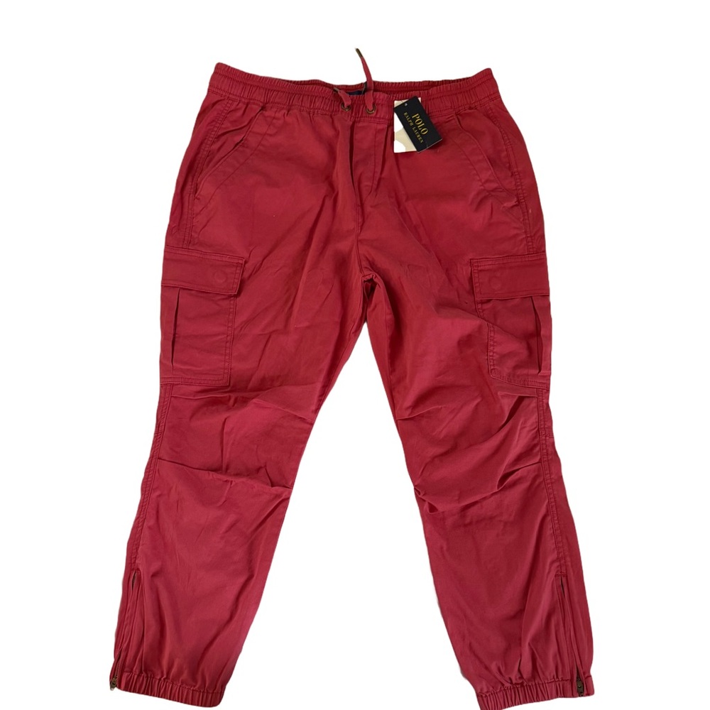 Red Cargo Jogger Pants